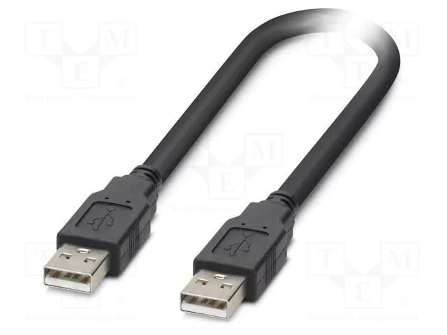 Cable; USB 2.0; USB A plug,both sides; 0.3m; black; Cu; PVC PHOENIX CONTACT 1333130