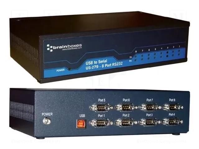 Converter; RS232/USB; Number of ports: 8; IP30; 215x122.5x57mm BRAINBOXES US-279