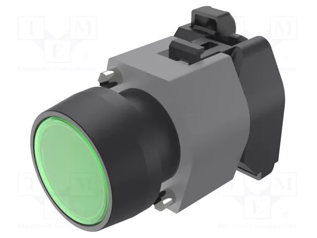 Switch: push-button; 22mm; Stabl.pos: 1; green; IP65; flat; OptoHiT EAO 704.029.5
