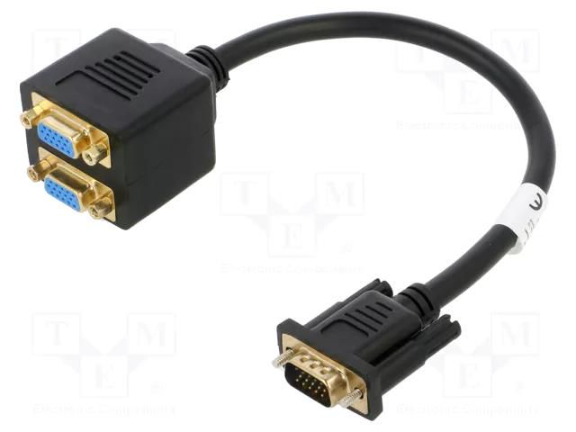 Splitter; VGA female x2,VGA male; 0.2m; Support: 1080p,FullHD LANBERG AD-0020-BK