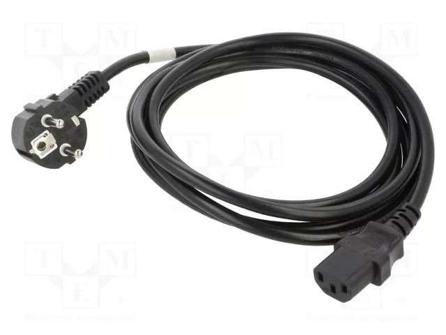 Cable; CEE 7/7 (E/F) plug angled,IEC C13 female; PVC; Len: 3m LANBERG CA-C13C11CC-0030BK