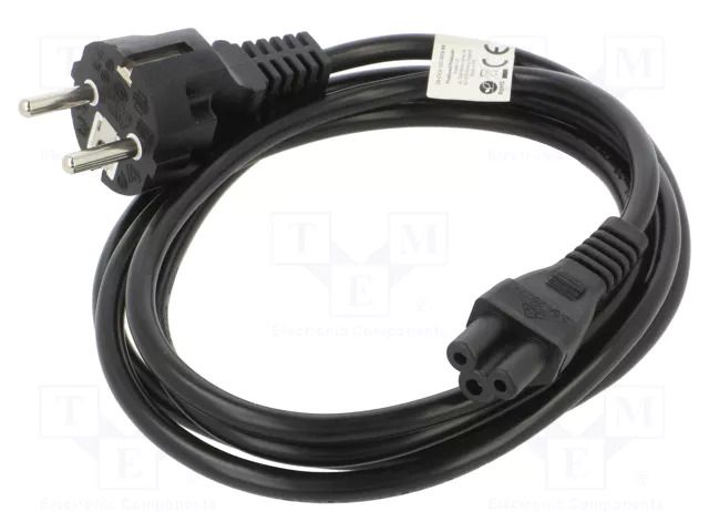 Cable; CEE 7/7 (E/F) plug,IEC C5 female; PVC; Len: 1.8m; black LANBERG CA-C5CA15CC-0018BK