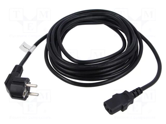Cable; CEE 7/7 (E/F) plug angled,IEC C13 female; PVC; Len: 5m LANBERG CA-C13C11CC-0050BK