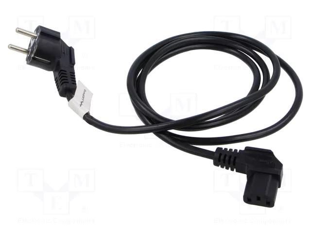 Cable; CEE 7/7 (E/F) plug angled,IEC C13 female angled right LANBERG CA-C13C12CC-0018BK