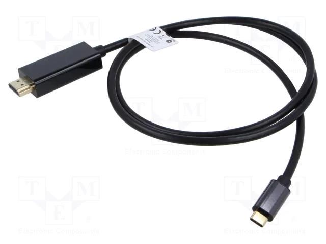 Adapter; USB 3.2; HDMI plug,USB C plug; gold-plated; 1m; black LANBERG CA-CMHD10CU-0010BK