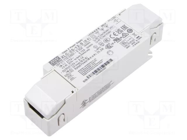 Power supply: switching; LED; 25W; 12VDC; 0÷2.1A; 100÷305VAC; OUT: 1 MEAN WELL XLC-25-12-S