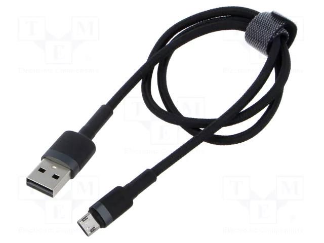 Cable; High Speed,USB 2.0; 0.5m; black; textile; 2.4A BASEUS CAMKLF-AG1