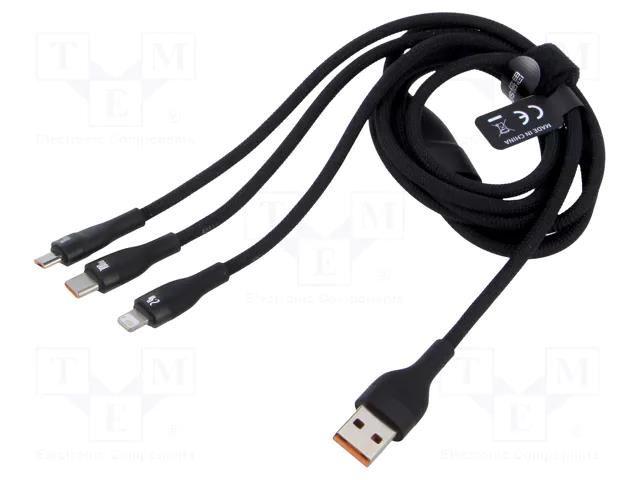 Cable; USB 2.0; 1.2m; black; 100W; 6A BASEUS CASS030001