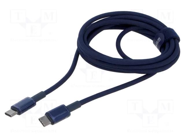 Cable; High Speed,USB 2.0; USB C plug,both sides; 2m; navy blue BASEUS P10319800321-04