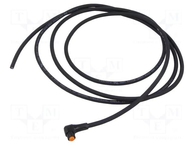 Cable: for sensors/automation; M8; PIN: 4; angled; 2m; plug; 60VDC LUTRONIC 0805F104002-2M