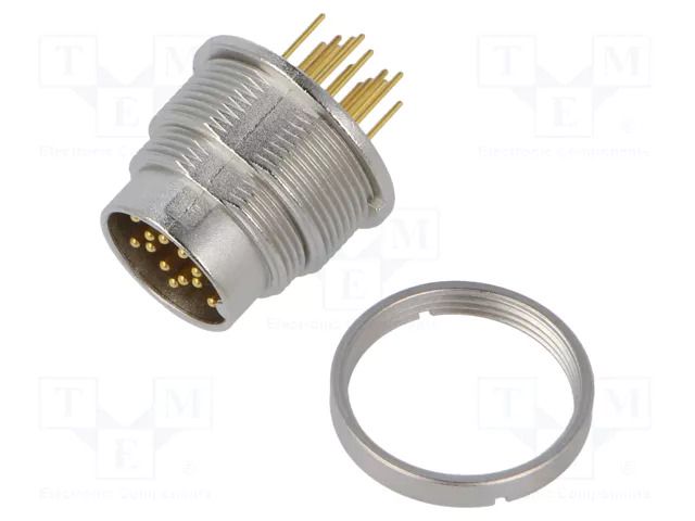 Connector: M16; socket; male; PIN: 14; 3A; 32V; THT; straight; IP40 BINDER 09-0053-90-14