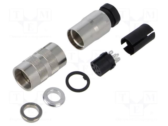Connector: M16; plug; female; 423; 5A; 250V; PIN: 6; straight; brass BINDER 99-5622-15-06