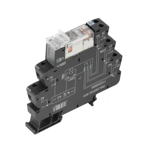 Relay module, 24…230 V UC ±10 %, Green LED, Rectifier, 2 CO contact (AgNi) , 250 V AC, 8 A, Screw connection Weidmuller 1123580000 04032248905638