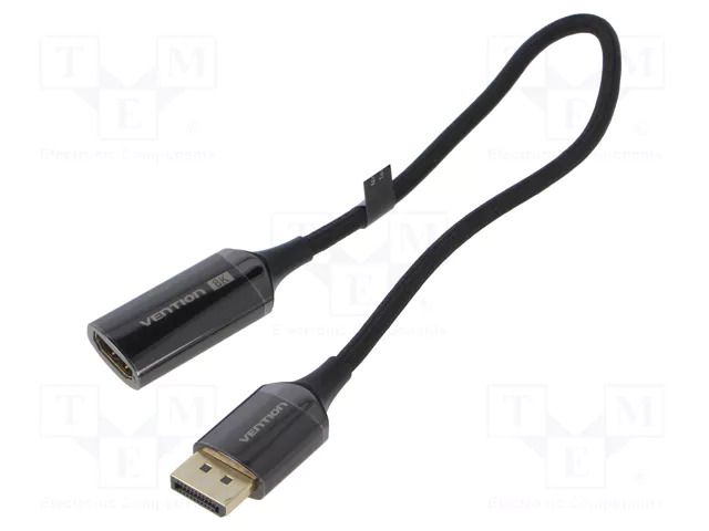 Converter; DisplayPort plug,HDMI socket; 0.25m; black; aluminium VENTION HFNBC