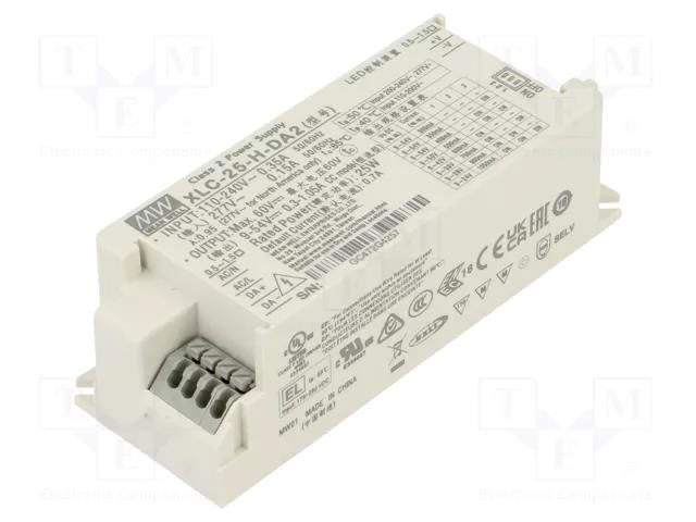 Power supply: switching; LED; 25W; 9÷54VDC; 300mA÷1.05A; XLC-25 MEAN WELL XLC-25-H-DA2