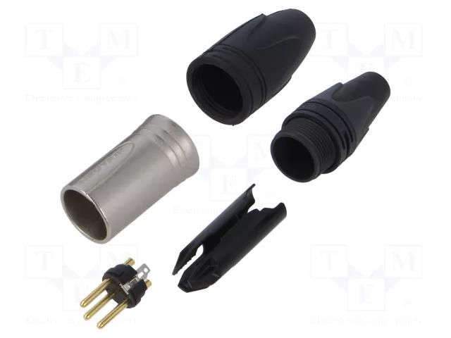 Connector: XLR; plug; male; XX-HD; 16A; PIN: 3; straight; for cable NEUTRIK NTR-NC3MXX-HD-D