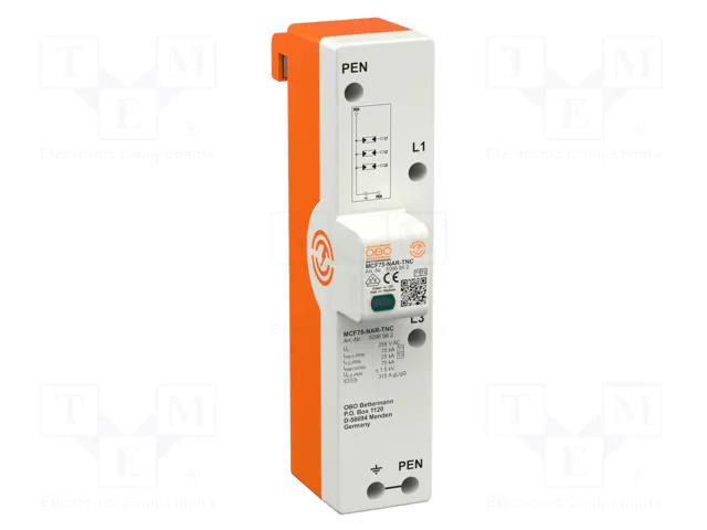 Surge arrester; Type 1+2; Poles: 3+NPE; In 8/20us: 25kA; 255VAC OBO BETTERMANN OBO-5096982