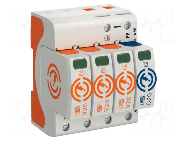 Surge arrester; Type 2; Poles: 3+NPE; 20kA; 150VAC; -40÷80°C; IP20 OBO BETTERMANN OBO-5095233