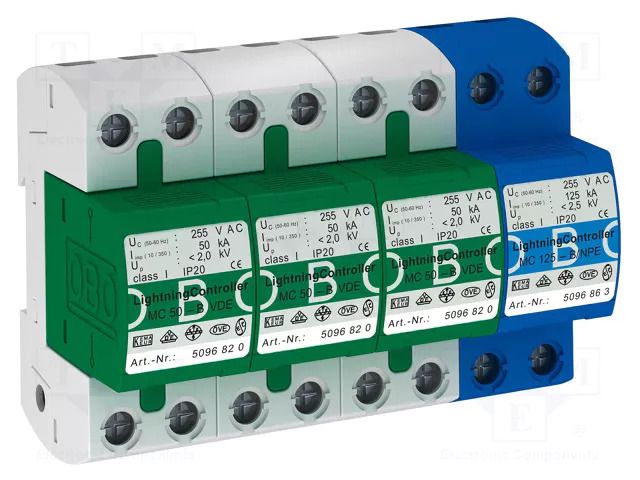 Surge arrester; Type 1; Poles: 3+NPE; 255VAC; -40÷80°C; IP20; 50kA OBO BETTERMANN OBO-5096878