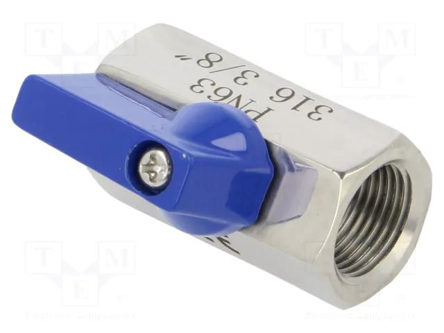 Ball valve; acid resistant steel AISI 316; PTFE; max.63bar; 42mm PNEUMAT FMZK1-38WW