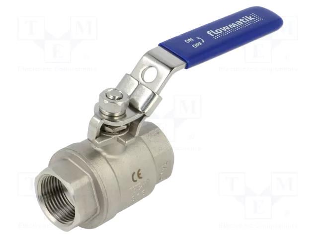 Ball valve; acid resistant steel AISI 316; PTFE; max.63bar PNEUMAT FMZK2-34