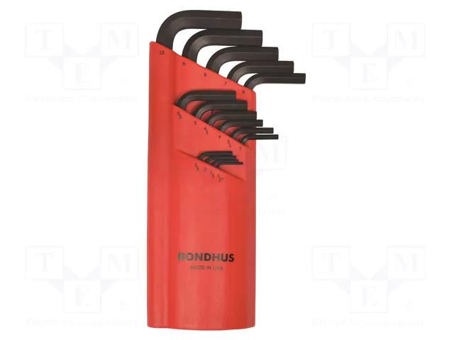 Wrenches set; hex key; ProTanium®,steel; long; GorillaProof® BONDHUS BONDHUS-12195