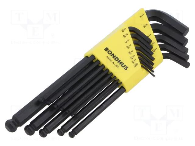 Wrenches set; inch,hex key,spherical; ProTanium®,steel; long BONDHUS BONDHUS-10937