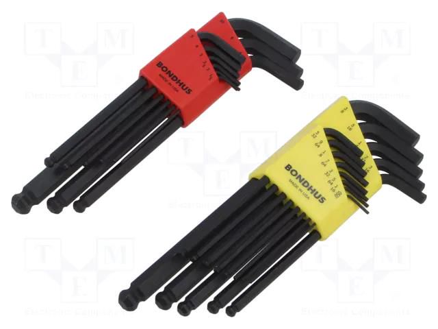 Wrenches set; inch,hex key,spherical,metric; ProTanium®,steel BONDHUS BONDHUS-20199