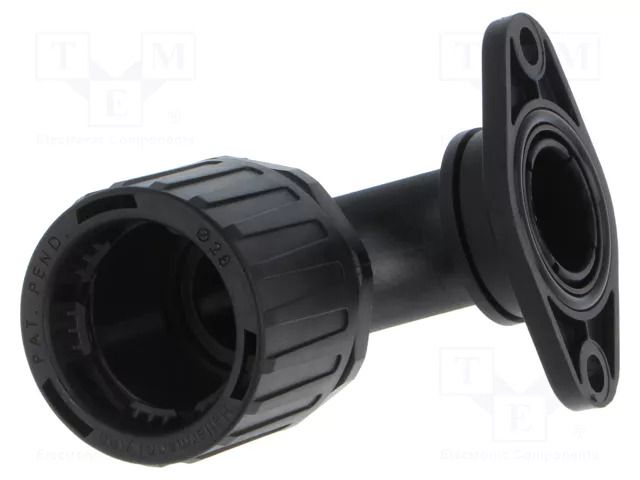 90° angled connector; polyamide; HelaGuard; IP66; 28 socket HELLERMANNTYTON HG28-90FL-PA66-BK