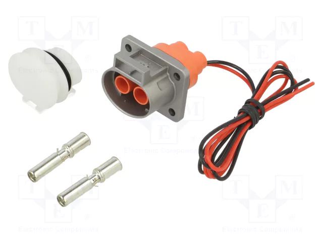 Connector: DC supply; female; 60A; 1kV; PIN: 2; IP2X,IP67; orange AMPHENOL GEC PL082X-61-10-2