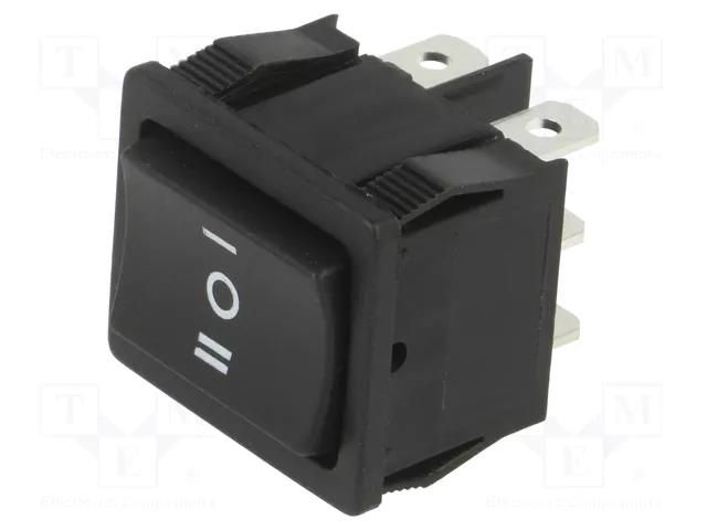 ROCKER; DP3T; Pos: 3; ON-OFF-(ON); 6A/250VAC; black; none; PR TE Connectivity 2-1634200-2