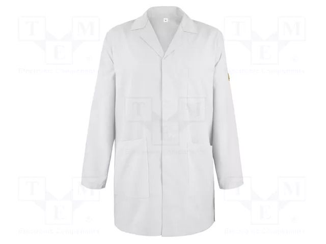 Coat; ESD; XS; cotton,polyester,conductive fibers; white; 115g/m2 EUROSTAT GROUP ERS-511002910