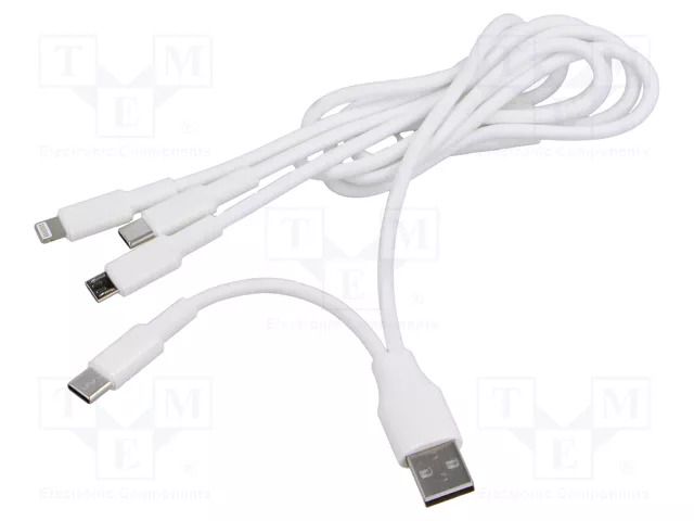 Cable; USB 2.0; nickel plated; 1.2m; white; 10W AKYGA AK-USB-52