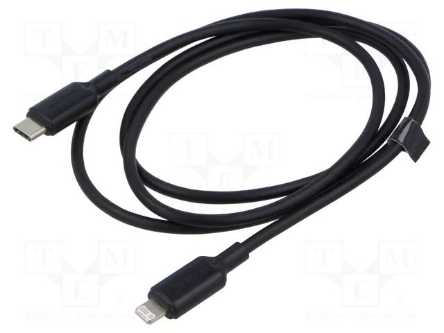 Cable; Apple Lightning plug,USB C plug; nickel plated; 1m; black VENTION LAKBF