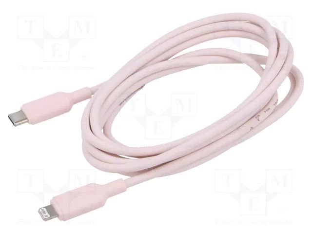 Cable; Apple Lightning plug,USB C plug; nickel plated; 2m; pink VENTION LAKPH