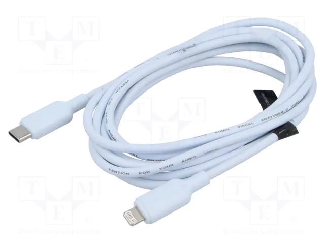 Cable; Apple Lightning plug,USB C plug; nickel plated; 2m; blue VENTION LAKSH