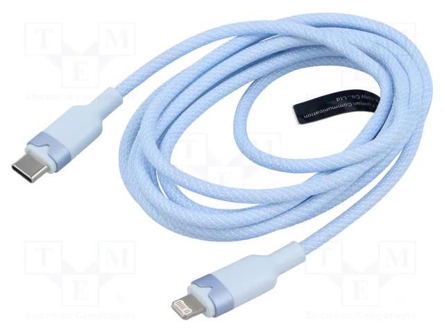 Cable; USB 2.0; Apple Lightning plug,USB C plug; nickel plated VENTION LALSH