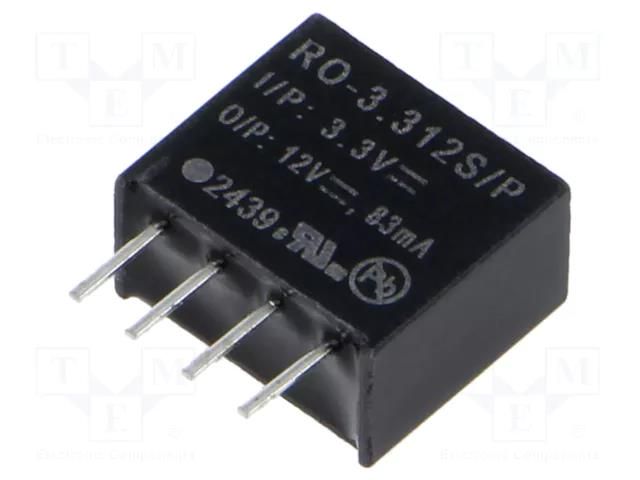 Converter: DC/DC; 1W; Uin: 2.97÷3.63VDC; Uout: 12VDC; Iout: 83mA RECOM RO-3.312S/P