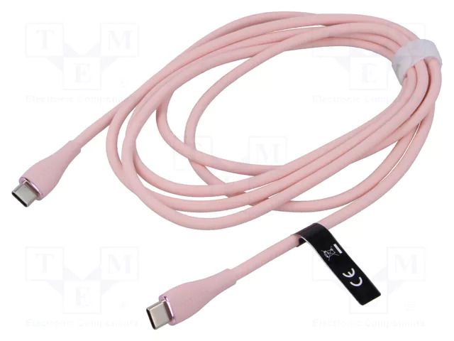 Cable; USB 2.0; USB C plug,both sides; nickel plated; 2m; pink VENTION TAWPH