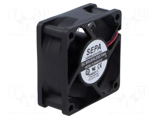 Fan: DC; axial; 24VDC; 60x60x25.2mm; 36.7m3/h; 36dBA; ball; 4500rpm SEPA Europe GMBH PLB60A24SE16A