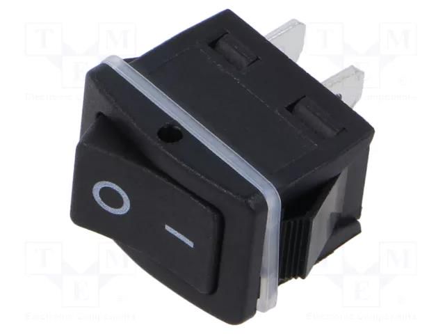 ROCKER; SPST; Pos: 2; ON-OFF; 16A/250VAC; black; none; 20mΩ; UL94V-2 CANAL ELECTRONIC MR2110C5WNBBQ29NC