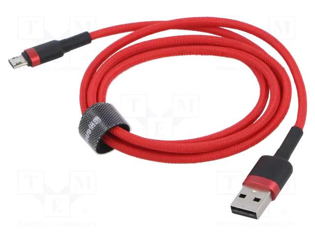 Cable; High Speed,USB 2.0; 1m; red; textile; 2.4A BASEUS CAMKLF-B09