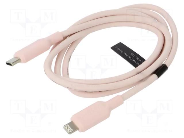 Cable; Apple Lightning plug,USB C plug; nickel plated; 1m; pink VENTION LAKPF