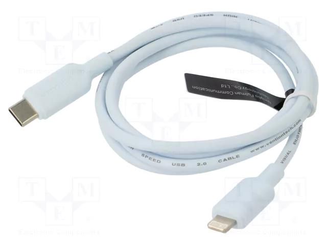 Cable; Apple Lightning plug,USB C plug; nickel plated; 1m; blue VENTION LAKSF