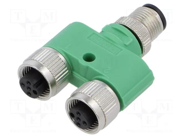 Splitter; M12 male,M12 female x2; A code-DeviceNet / CANopen PHOENIX CONTACT SAC3PM12Y2XM12FSP