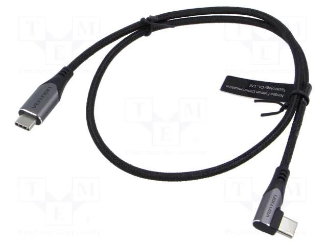 Cable; USB 2.0; USB C plug,USB C angled plug,both sides; 0.5m VENTION TRAHD