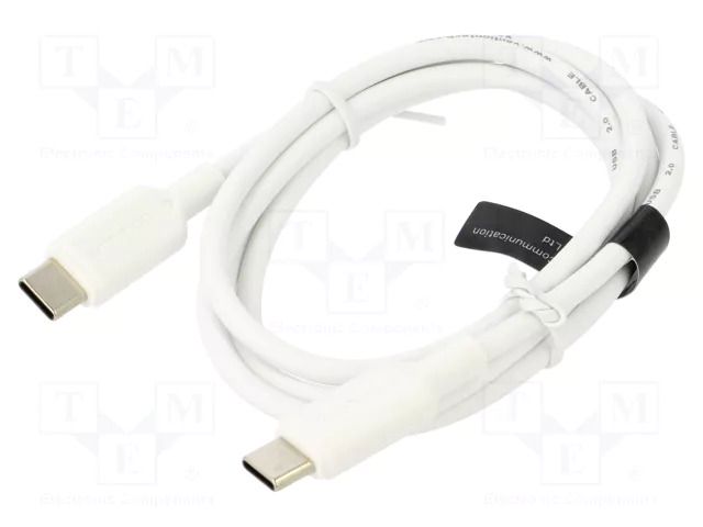 Cable; USB 2.0; USB C plug,both sides; nickel plated; 1m; white VENTION TRCWF