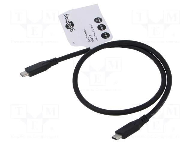 Cable; Thunderbolt 3,Thunderbolt 4,USB 3.2; 0.5m; black; 10Gbps Goobay GOOBAY-74199