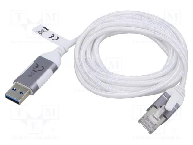 Cable; slim,USB 3.0; RJ45 plug,USB A plug; nickel plated; 2m Goobay GOOBAY-74379