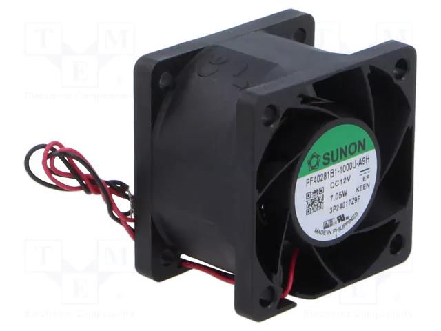 Fan: DC; axial; 12VDC; 40x40x28mm; 42.31m3/h; 63.7dBA; ball; 28AWG SUNON PF40281B1-A9H